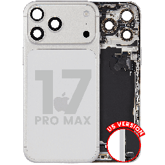 Back Housing W/ Charging Port Flex & Small Parts For iPhone 17 Pro Max (US Version) (Used OEM Pull: Grade B) (Silver)