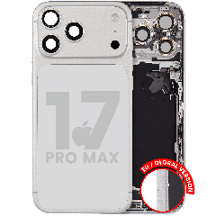 Back Housing W/ Charging Port Flex & Small Parts For iPhone 17 Pro Max (EU / Global Version) (Used OEM Pull: Grade B) (Silver)