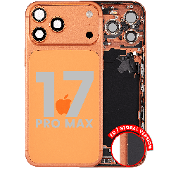 Back Housing W/ Charging Port Flex & Small Parts For iPhone 17 Pro Max (EU / Global Version) (Used OEM Pull: Grade B) (Cosmic Orange)