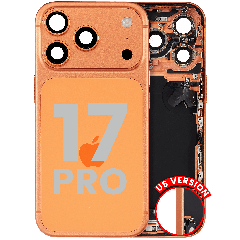 Back Housing W/ Charging Port Flex & Small Parts For iPhone 17 Pro (US Version) (Used OEM Pull: Grade B) (Cosmic Orange)