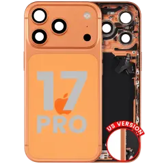 Back Housing W/ Charging Port Flex & Small Parts For iPhone 17 Pro (US Version) (Used OEM Pull: Grade C) (Cosmic Orange)