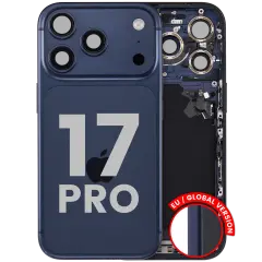 Back Housing W/ Charging Port Flex & Small Parts For iPhone 17 Pro (EU / Global Version) (Used OEM Pull: Grade B) (Deep Blue)