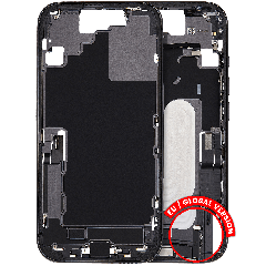 Mid-Frame Housing W/ Charging Port Flex & Small Parts For iPhone 17 (EU / Global Version) (Used OEM Pull: Grade B) (Black)