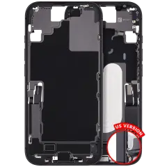 Mid-Frame Housing W/ Charging Port Flex & Small Parts For iPhone 17 (US Version) (Used OEM Pull: Grade B) (Black)