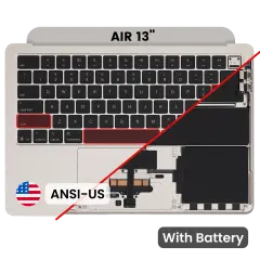 Top Case with Battery and Keyboard (ANSI US) For MacBook Air 13" A3240 (2025) (Used OEM Pull: Grade A) (Starlight)