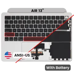 Top Case with Battery and Keyboard (ANSI US) For MacBook Air 13" A3240 (2025) (Used OEM Pull: Grade B) (Silver)