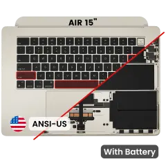 Top Case with Battery and Keyboard (ANSI US) For MacBook Air 15" A3241 (2025) (Used OEM Pull: Grade A) (Starlight)