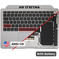 Top Case with Battery and Keyboard (ANSI US) For MacBook Air 13" A2337 (2020) (Used OEM Pull: Grade B/C) (Space Gray)