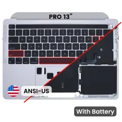 Top Case with Battery and Keyboard (ANSI US) For MacBook Pro 13" A2338 (2020-2023) (Genuine OEM) (Silver)
