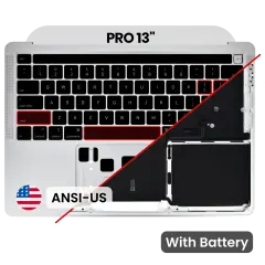Top Case with Battery and Keyboard (ANSI US) For MacBook Pro 13" A2289 (2020) (Used OEM Pull: Grade B/C) (Silver)