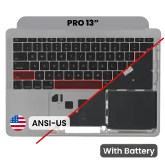 Top Case with Battery and Keyboard (ANSI US) For MacBook Pro 13" A1708 (2016) (Used OEM Pull: Grade A) (Space Gray)