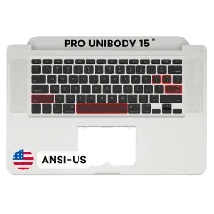 Top Case with Keyboard (ANSI US) For MacBook Pro 15" A1286 (2010-2012) (Used OEM Pull: Grade B/C)