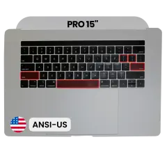 Top Case with Keyboard (ANSI US) and Trackpad For MacBook Pro 15" A1990 (2018-2019) (Used OEM Pull: Grade B/C) (Space Gray)