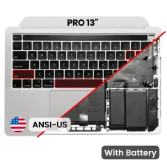 Top Case with Battery and Keyboard (ANSI US) For MacBook Pro 13" A2251 (2020) (Silver)