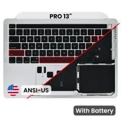 Top Case with Battery and Keyboard (ANSI US) For MacBook Pro 13" A2338 (2020) (Used OEM Pull: Grade A) (Silver)