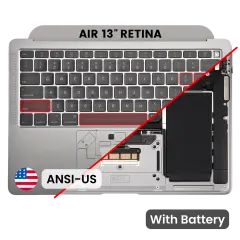 Top Case with Battery and Keyboard (ANSI US) For MacBook Air 13" A2179 (2020) (Used OEM Pull: Grade B/C) (Space Gray)