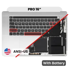 Top Case with Battery and Keyboard (ANSI US) For MacBook Pro 16" A2141 (2019) (Used OEM Pull: Grade B/C) (Silver)