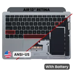 Top Case with Battery and Keyboard (ANSI US) For MacBook Air 13" A1932 (2018-2019) (OEM New) (Space Gray)