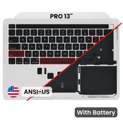 Top Case with Battery and Keyboard (ANSI US) For MacBook Pro 13" A2338 (2020) (Used OEM Pull: Grade B/C) (Silver)