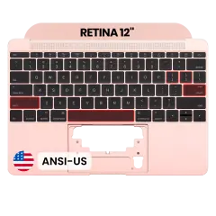 Top Case with Keyboard (ANSI US) and Microphone For MacBook 12" A1534 (2016-2017) (Used OEM Pull: Grade B/C) (Rose Gold)