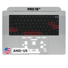 Top Case with Keyboard (ANSI US) For MacBook Pro 16" A2485 (2021) / A2780 (2023) (Used OEM Pull: Grade A) (Space Gray)