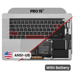 Top Case with Battery and Keyboard (ANSI US) For MacBook Pro 15" A1990 (2018-2019) (Used OEM Pull: Grade B/C) (Space Gray)