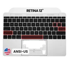 Top Case with Keyboard (ANSI US) and Microphone For MacBook 12" A1534 (2015) (OEM New) (Silver)