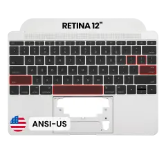 Top Case with Keyboard (ANSI US) and Microphone For MacBook 12" A1534 (2016-2017) (OEM New) (Silver)