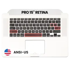 Top Case with Keyboard (ANSI US) and Microphone For MacBook Pro 15" A1398 (2013-2014) (Used OEM Pull: Grade A)