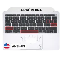 Top Case with Keyboard (ANSI US) For MacBook Air 13" A1932 (2018-2019) (Used OEM Pull: Grade A) (Silver)
