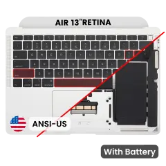 Top Case with Battery and Keyboard (ANSI US) For MacBook Air 13" A1932 (2018-2019) (OEM New) (Silver)