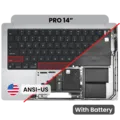 Top Case with Battery and Keyboard (ANSI US) For MacBook Pro 14" A3112 (2024) (Genuine OEM) (Silver)