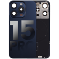 Back Glass With Steel Plate With Wireless NFC Charging MagSafe Magnet & Flashlight Flex Compatible For iPhone 15 Pro (Used OEM Pull: Grade A) (Blue Titanium)