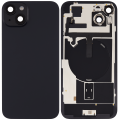 Back Glass With Steel Plate With Wireless NFC Charging MagSafe Magnet & Flashlight Flex Compatible For iPhone 15 Plus (No Logo) (Black)
