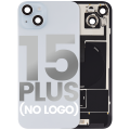 Back Glass With Steel Plate With Wireless NFC Charging MagSafe Magnet & Flashlight Flex Compatible For iPhone 15 Plus (No Logo) (Blue)