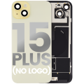 Back Glass With Steel Plate With Wireless NFC Charging MagSafe Magnet & Flashlight Flex Compatible For iPhone 15 Plus (No Logo) (Yellow)