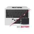 Top Case Assembly With Battery And Keyboard Compatible For MacBook Pro 13" Retina (A1708 / Late 2016) (US Keyboard) (Used OEM Pull: Cosmetic Grade: A) (Silver)