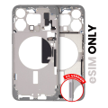 Mid-Frame Housing With Power And Volume Button Compatible For iPhone 15 Pro Max (US Version) (Used OEM Pull: Grade B) (White Titanium)