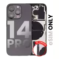 Back Housing W/ Small Pre-Installed Compatible For iPhone 14 Pro (U.S Version) (Used OEM Pull: Grade A) (Space Black)