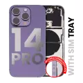 Back Housing W/ Small Pre-Installed Compatible For iPhone 14 Pro (International Version) (Used OEM Pull: Grade A) (Deep Purple)