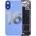 Back Glass With Steel Plate With Wireless NFC Charging MagSafe Magnet & Flashlight Flex Compatible For iPhone 16 (Used OEM Pull: Grade A) (Ultramarine)