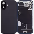 Back Glass With Steel Plate With Wireless NFC Charging MagSafe Magnet & Flashlight Flex Compatible For iPhone 16 Plus (Used OEM Pull: Grade A) (Black)
