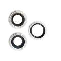 Back Camera Lens With Bracket & Bezel Compatible For iPhone 12 Pro (3 Piece Set) (Aftermarket Plus) (Silver)