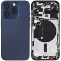 Back Housing W/ Small Pre-Installed Compatible For iPhone 15 Pro (US Version) (Used OEM Pull: Grade A) (Blue Titanium)