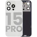 Back Glass With Steel Plate With Wireless NFC Charging MagSafe Magnet & Flashlight Flex Compatible For iPhone 15 Pro (Used OEM Pull: Grade A) (White Titanium)