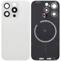 Back Glass With Steel Plate With MagSafe Magnet Pre-Installed Compatible For iPhone 15 Pro (No Logo) (White Titanium)