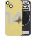 Back Glass With Steel Plate With Wireless NFC Charging MagSafe Magnet & Flashlight Flex Compatible For iPhone 14 (Used OEM Pull: Grade A) (Yellow)
