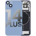 Back Glass With Steel Plate With Wireless NFC Charging MagSafe Magnet & Flashlight Flex Compatible For iPhone 14 Plus (Used OEM Pull: Grade A) (Blue)