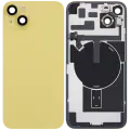 Back Glass With Steel Plate With Wireless NFC Charging MagSafe Magnet & Flashlight Flex Compatible For iPhone 14 Plus (Used OEM Pull: Grade A) (Yellow)