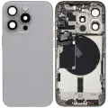 Back Housing W/ Small Pre-Installed Compatible For iPhone 15 Pro (International Version) (Used OEM Pull: Grade A) (Natural Titanium)